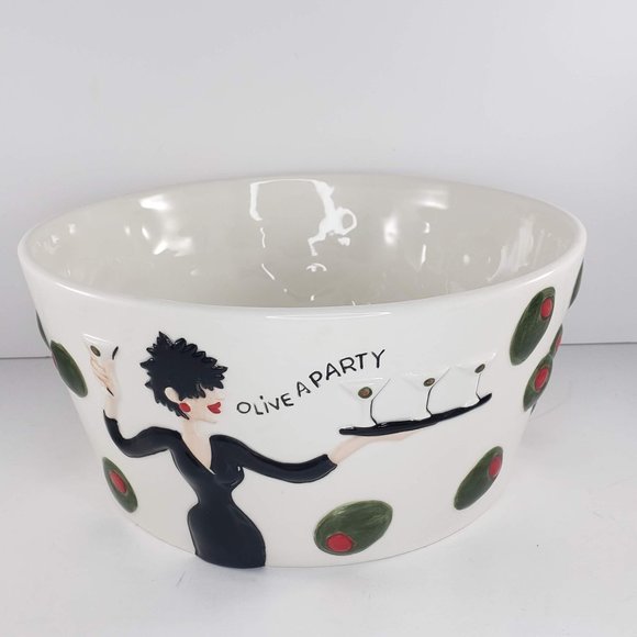 Fitz And Floyd Cocktails Anyone Olive A Party Bowl *Chip* - Picture 1 of 8